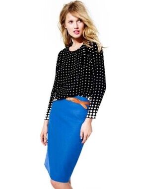 J. Crew No. 2 Pencil Skirt in Blue Wool Women's Size 4